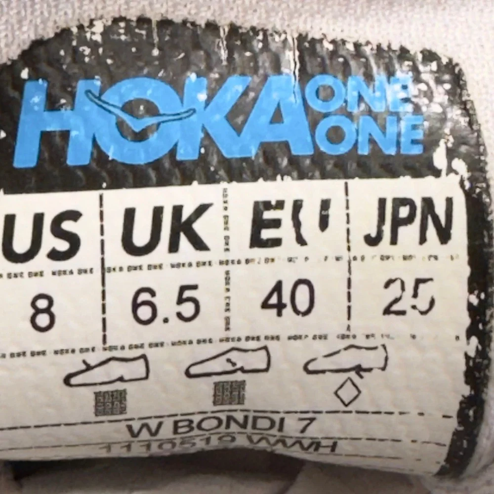 Hoka One Bondi 7 Women Size 8 White/ Grey Running Shoes 1110519 Cushion Comfort
